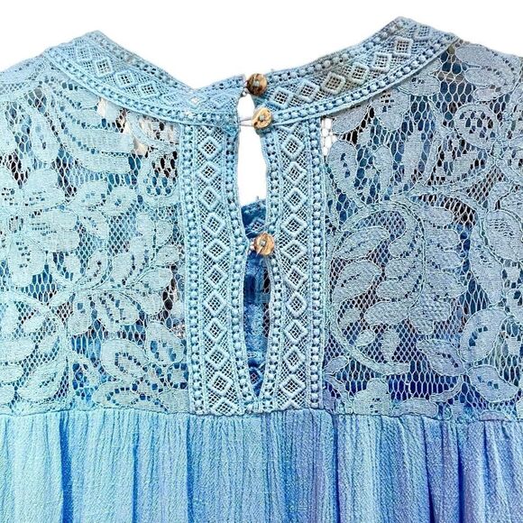 Umgee Lace Top Sleeveless Micro Mini Dress in Light Blue Women’s S - Picture 4 of 6